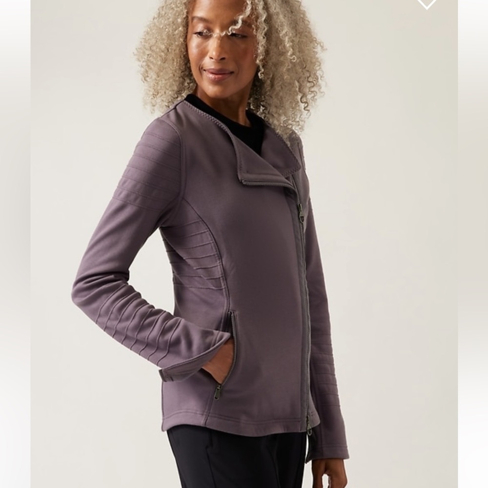 ATHLETA Moto Jacket Dusk Purple Medium Tall, EIC